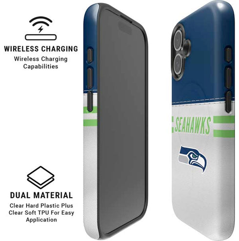 NFL Seattle Seahawks White Striped iPhone 16 Plus Magsafe Impact Case